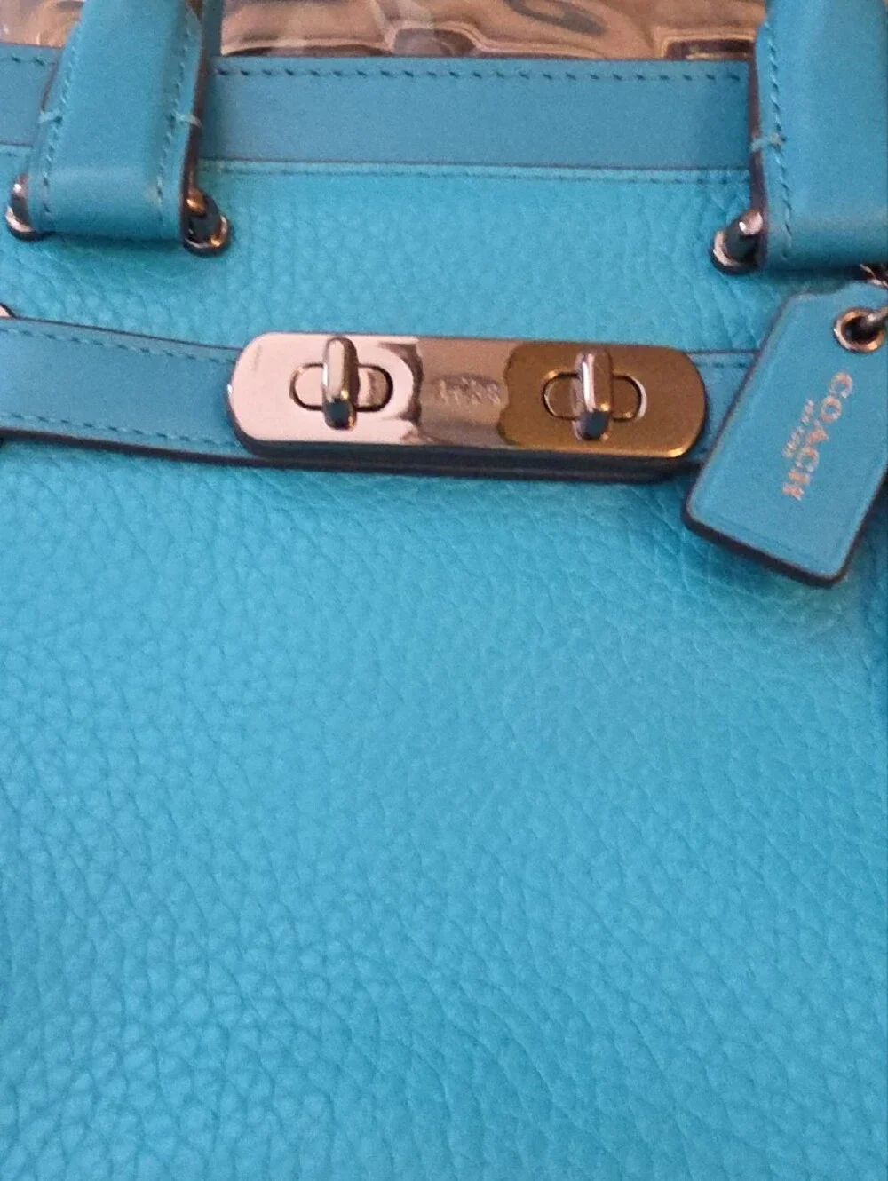Coach Turquoise Pebbled Leather Crossbody Satchel
